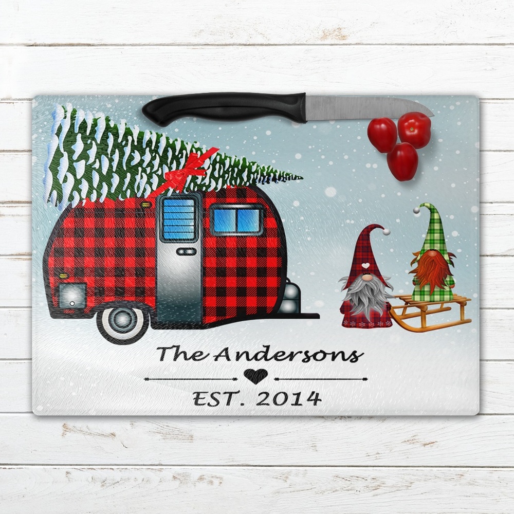 Personalized Holiday Glass Cutting Boards